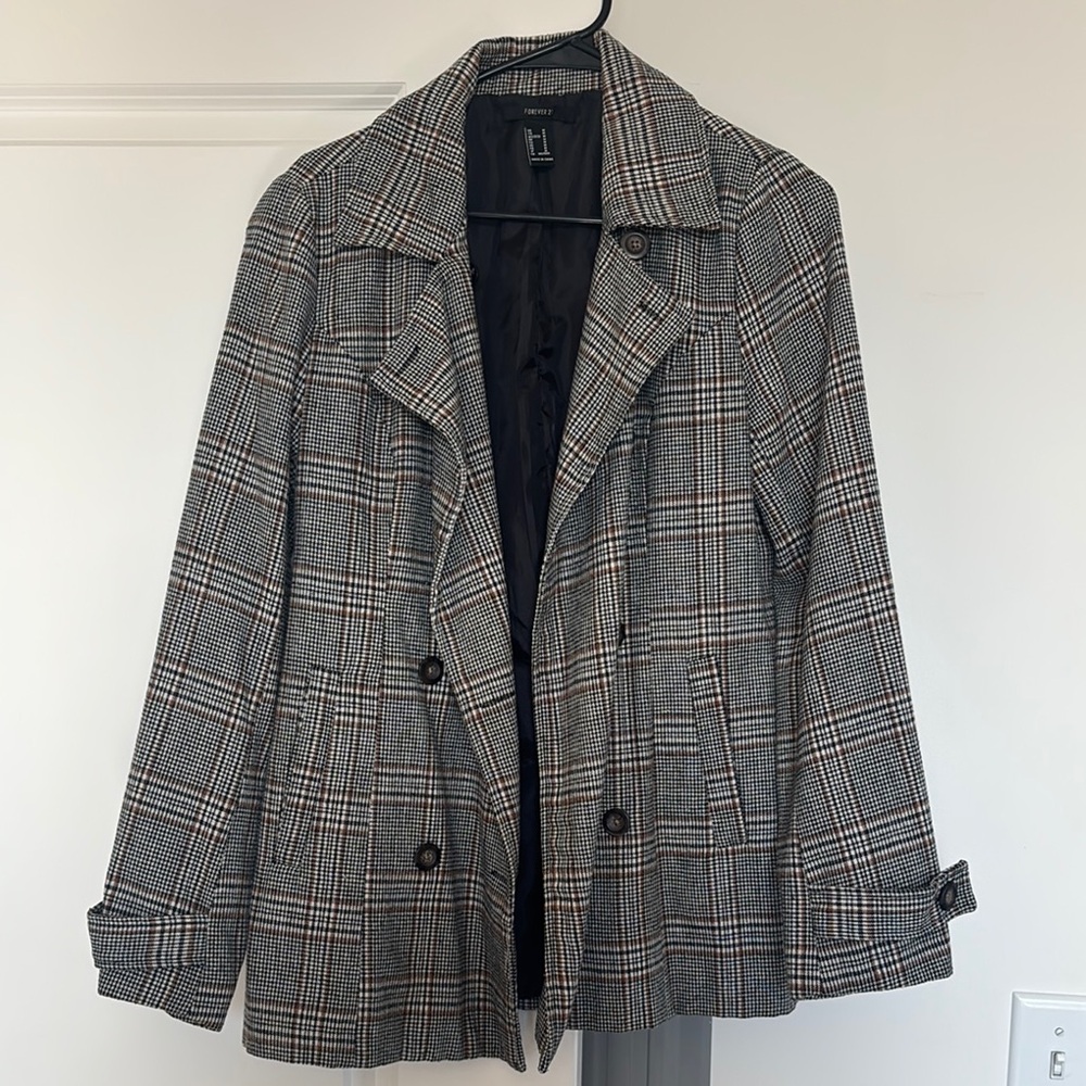 Forever 21 Gray Trench Coat with Tailored Collar